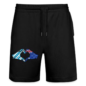 Bavière Australie Drapeau Mains Coeur Forme Utilisé - Short de jogging bio TRAINER Stanley/Stella unisexe - noir - Devant - Nik (191cm) & Marisol (170cm)