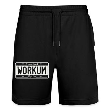 T-shirt Workum, Friesland, Holland, Ijsselmeer - Stanley/Stella Trainer Unisex Organic Jogging Shorts - black - Front - Nik (191cm) & Marisol (170cm)