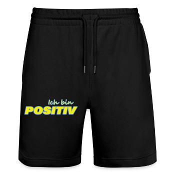 POSITIV - Stanley/Stella Unisex Bio Joggingshorts Trainer  - Schwarz - Vorne - Nik (191cm) & Marisol (170cm)