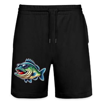 Barsch Angeln - Stanley/Stella Unisex Bio Joggingshorts Trainer  - Schwarz - Vorne - Nik (191cm) & Marisol (170cm)