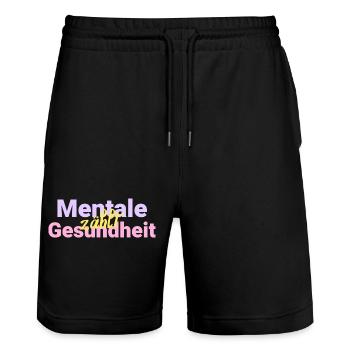 Mental health counts - Stanley/Stella Trainer Unisex Organic Jogging Shorts - black - Front - Nik (191cm) & Marisol (170cm)