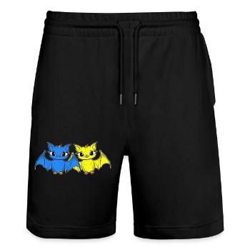 Années 80 Chauve-souris rétro des années 90 Chauves-souris d’Halloween - Short de jogging bio TRAINER Stanley/Stella unisexe - noir - Devant - Nik (191cm) & Marisol (170cm)