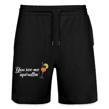 You see me aperollin’ - Stanley/Stella Unisex Bio Joggingshorts Trainer  - Schwarz - Vorne - Nik (191cm) & Marisol (170cm)
