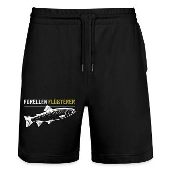 Forellen Flüsterer - Stanley/Stella Unisex Bio Joggingshorts Trainer  - Schwarz - Vorne - Nik (191cm) & Marisol (170cm)
