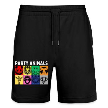Partylöwen - Stanley/Stella Unisex Bio Joggingshorts Trainer  - Schwarz - Vorne - Nik (191cm) & Marisol (170cm)