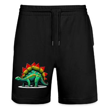 Dinosaur - Stanley/Stella Trainer Unisex Organic Jogging Shorts - black - Front - Nik (191cm) & Marisol (170cm)