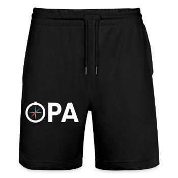 Opa Großvater Kompass Expedition Geschenkidee - Stanley/Stella Unisex Bio Joggingshorts Trainer  - Schwarz - Vorne - Nik (191cm) & Marisol (170cm)