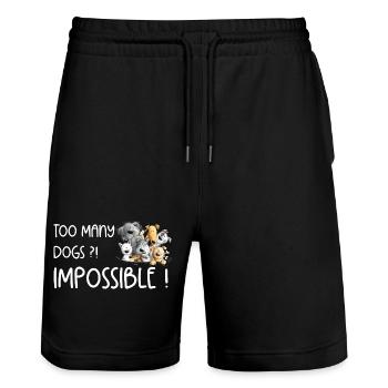 Caca de chien Pack de chien Trop de chiens disant - Short de jogging bio TRAINER Stanley/Stella unisexe - noir - Devant - Nik (191cm) & Marisol (170cm)