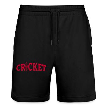 Cricket Lettering with Bat - Kricket - Stanley/Stella Unisex Bio Joggingshorts Trainer  - Schwarz - Vorne - Nik (191cm) & Marisol (170cm)