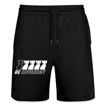 Be Different Cats Friends Be Different - Stanley/Stella Trainer Unisex Organic Jogging Shorts - black - Front - Nik (191cm) & Marisol (170cm)