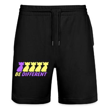 Be Different Cats Friends Be Different - Stanley/Stella Trainer Unisex Organic Jogging Shorts - black - Front - Nik (191cm) & Marisol (170cm)