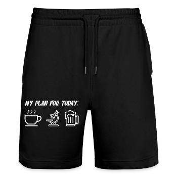 My Plan For Today Coffee Microscope Beer - Stanley/Stella Trainer Unisex Organic Jogging Shorts - black - Front - Nik (191cm) & Marisol (170cm)