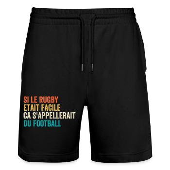 If Rugby Were Easy It Would Be Called Football - Stanley/Stella Trainer Unisex Organic Jogging Shorts - black - Front - Nik (191cm) & Marisol (170cm)