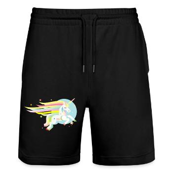 Delicate unicorn in pastel-dreamy & magical - Stanley/Stella Trainer Unisex Organic Jogging Shorts - black - Front - Nik (191cm) & Marisol (170cm)