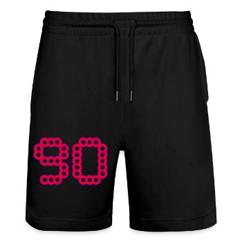 90. 90 ANS. 90e ANNIVERSAIRE. ANNIVERSAIRE 90 ANS. - Short de jogging bio TRAINER Stanley/Stella unisexe - noir - Devant - Nik (191cm) & Marisol (170cm)