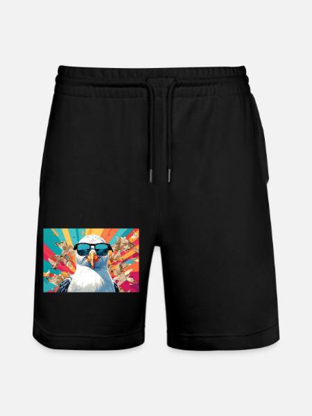 Cool seagull in the fray - Stanley/Stella Trainer Unisex Organic Jogging Shorts - black