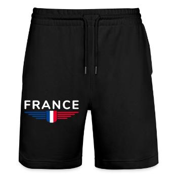 I Love France Elegance Style Design Outfits - Stanley/Stella Trainer Unisex Organic Jogging Shorts - black - Front - Nik (191cm) & Marisol (170cm)