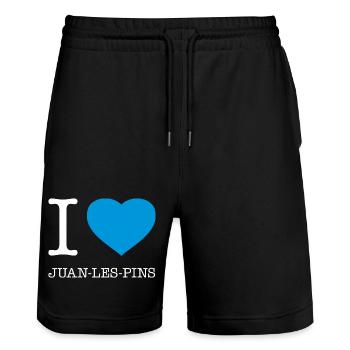 J’ADORE JUAN LES PINS France - Short de jogging bio TRAINER Stanley/Stella unisexe - noir - Devant - Nik (191cm) & Marisol (170cm)