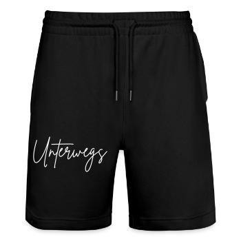 Unterwegs - Stanley/Stella Unisex Bio Joggingshorts Trainer  - Schwarz - Vorne - Nik (191cm) & Marisol (170cm)