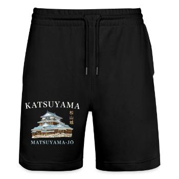 Château de Matsuyama, montagne Katsuyama, Shikoku, Japon - Short de jogging bio TRAINER Stanley/Stella unisexe - noir - Devant - Nik (191cm) & Marisol (170cm)