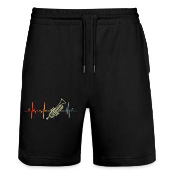 Ich liebe Trompeten - Stanley/Stella Unisex Bio Joggingshorts Trainer  - Schwarz - Vorne - Nik (191cm) & Marisol (170cm)