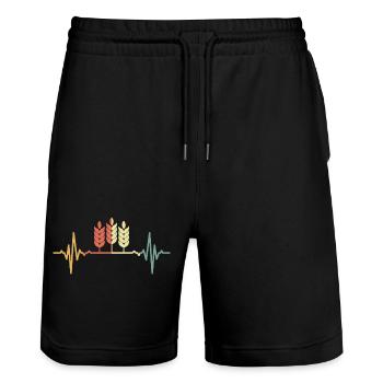 A heart beats for wheat - Stanley/Stella Trainer Unisex Organic Jogging Shorts - black - Front - Nik (191cm) & Marisol (170cm)