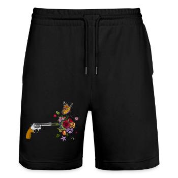 Un pistolet pour la paix - Short de jogging bio TRAINER Stanley/Stella unisexe - noir - Devant - Nik (191cm) & Marisol (170cm)