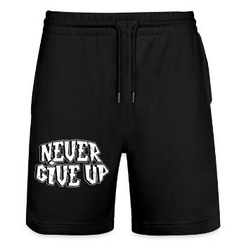 everything is possible, winner, fighter - Stanley/Stella Trainer Unisex Organic Jogging Shorts - black - Front - Nik (191cm) & Marisol (170cm)