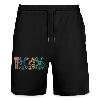 1936 Vintage Retro - Stanley/Stella Trainer Unisex Organic Jogging Shorts - black - Front - Nik (191cm) & Marisol (170cm)