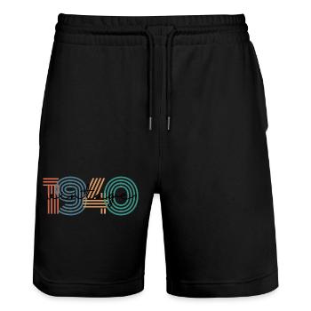 1940er Jahre Vintage Retro - Stanley/Stella Unisex Bio Joggingshorts Trainer  - Schwarz - Vorne - Nik (191cm) & Marisol (170cm)
