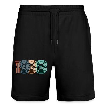 1938 Vintage Retro - Stanley/Stella Unisex Bio Joggingshorts Trainer  - Schwarz - Vorne - Nik (191cm) & Marisol (170cm)