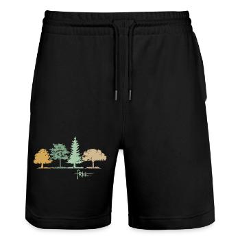 Wald Baum Free Natur Mischwald Herbst Illustration - Stanley/Stella Unisex Bio Joggingshorts Trainer  - Schwarz - Vorne - Nik (191cm) & Marisol (170cm)