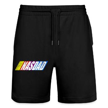 Funny Nasdad Racing car For Father's Day - Stanley/Stella Trainer Unisex Organic Jogging Shorts - black - Front - Nik (191cm) & Marisol (170cm)