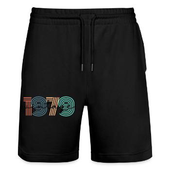 1979 Vintage Retro - Stanley/Stella Unisex Bio Joggingshorts Trainer  - Schwarz - Vorne - Nik (191cm) & Marisol (170cm)