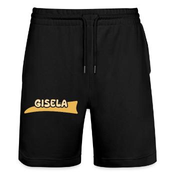 Geschenk für Gisela - Stanley/Stella Unisex Bio Joggingshorts Trainer  - Schwarz - Vorne - Nik (191cm) & Marisol (170cm)