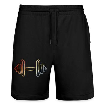 Fitness Hantel Skizze - Stanley/Stella Unisex Bio Joggingshorts Trainer  - Schwarz - Vorne - Nik (191cm) & Marisol (170cm)