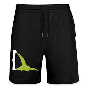 Motif de consommation d’alcool - Vomir - Escalade et crash - Short de jogging bio TRAINER Stanley/Stella unisexe - noir - Devant - Nik (191cm) & Marisol (170cm)
