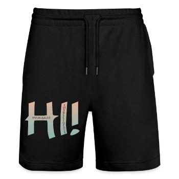 HALLO MENSCHLICHE INTELLIGENZ - Stanley/Stella Unisex Bio Joggingshorts Trainer  - Schwarz - Vorne - Nik (191cm) & Marisol (170cm)
