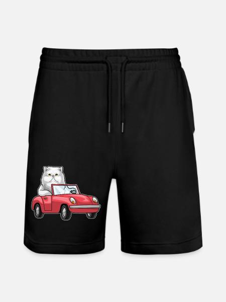 Persian Cat Car - Stanley/Stella Trainer Unisex Organic Jogging Shorts - black