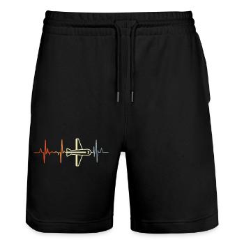 Pilot Herzschlag - Stanley/Stella Unisex Bio Joggingshorts Trainer  - Schwarz - Vorne - Nik (191cm) & Marisol (170cm)