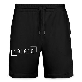 42 the ultimate answer - Stanley/Stella Trainer Unisex Organic Jogging Shorts - black - Front - Nik (191cm) & Marisol (170cm)