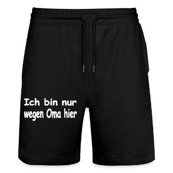 Oma - Stanley/Stella Unisex Bio Joggingshorts Trainer  - Schwarz - Vorne - Nik (191cm) & Marisol (170cm)