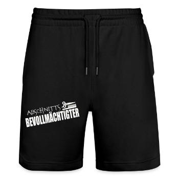 ABSCHNITTSBEVOLLMÄCHTIGTER - Stanley/Stella Unisex Bio Joggingshorts Trainer  - Schwarz - Vorne - Nik (191cm) & Marisol (170cm)