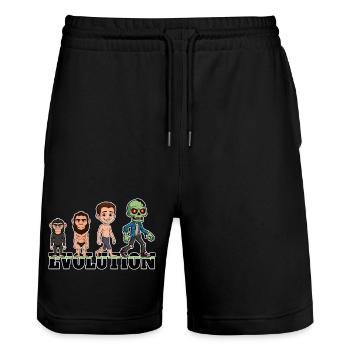 Evolution Zombie - Stanley/Stella Unisex Bio Joggingshorts Trainer  - Schwarz - Vorne - Nik (191cm) & Marisol (170cm)