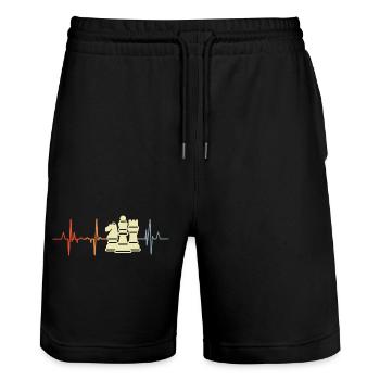Schachfiguren Kardiogramm - Stanley/Stella Unisex Bio Joggingshorts Trainer  - Schwarz - Vorne - Nik (191cm) & Marisol (170cm)