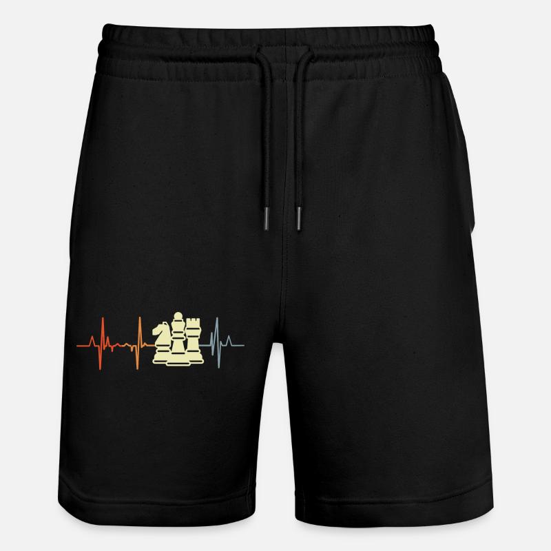 Pièces d’échecs Cardiogramme - Short de jogging bio TRAINER Stanley/Stella unisexe - noir