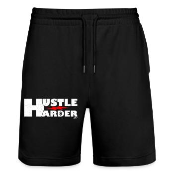 Dynamisches, mutiges Lightning-Grafikdesign - Stanley/Stella Unisex Bio Joggingshorts Trainer  - Schwarz - Vorne - Nik (191cm) & Marisol (170cm)