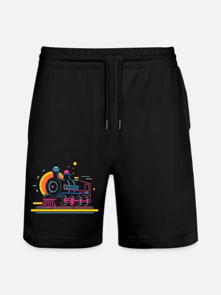 Railway Caricature - Stanley/Stella Trainer Unisex Organic Jogging Shorts - black
