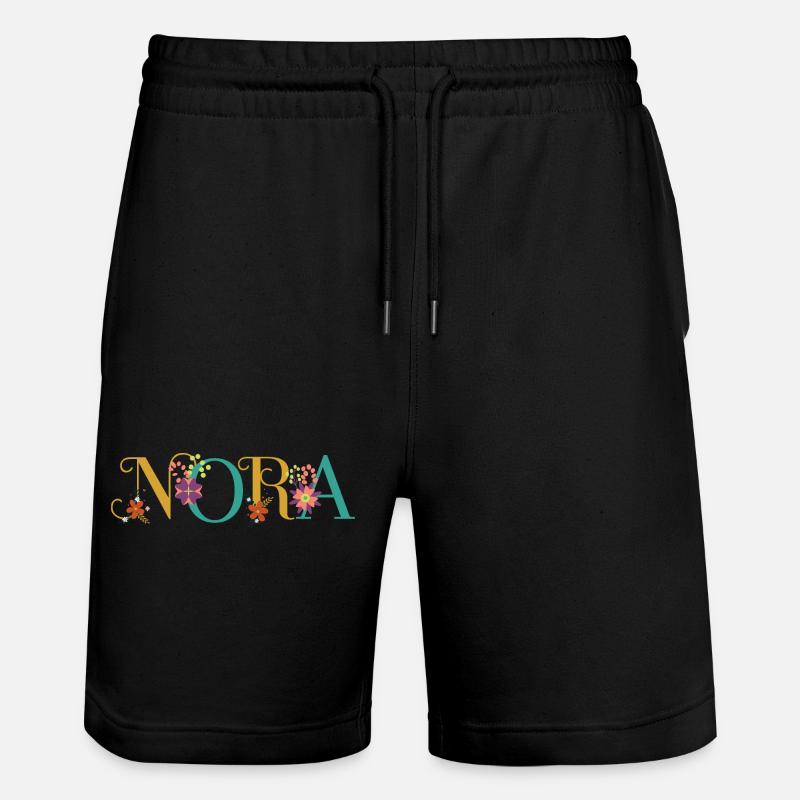 NORA Name Art With Flowers Embroidered - Stanley/Stella Trainer Unisex Organic Jogging Shorts - black