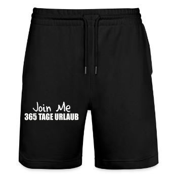 365 DAYS HOLIDAY - Stanley/Stella Trainer Unisex Organic Jogging Shorts - black - Front - Nik (191cm) & Marisol (170cm)